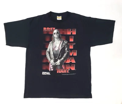 Vintage 1998 Bret The Hitman Hart WCW NWO Adult Black  t-shirt tee size XL - Image 1 of 4
