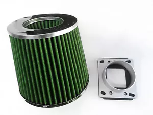 GREEN Air Intake Filter + MAF Sensor Adapter For 90-93 Mazda Miata MX5 1.6L - Picture 1 of 1