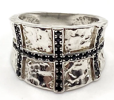 NUEVO SIN ETIQUETAS O PAZ PLATA ESTERLINA 925 ESPINELA NEGRA BANDA ANILLO TALLA 7 HECHO EN ISRAEL PZ Foto 1 de 4