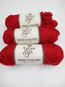 3 Skein True Colors Yarn Red 100% Acrylic Yarn Bee Hobby Lobby - Picture 1 of 4