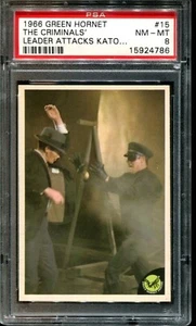 Bruce Lee On Front & Back Rookie Card PSA 8 1966 The Green Hornet Kato #15 B - Picture 1 of 2