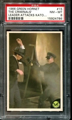 Bruce Lee On Front & Back Rookie Card PSA 8 1966 The Green Hornet Kato #15 B - Image 1 of 2
