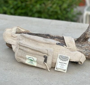Eco-Friendly Boho Hippie Style Hemp Fanny Pack Hip Waist Bag for Hiking Running - Picture 1 of 19