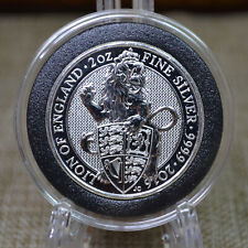2016 UK 2Oz Queen's Beast Lion of England 9999 Silver BU Coin In Capsule