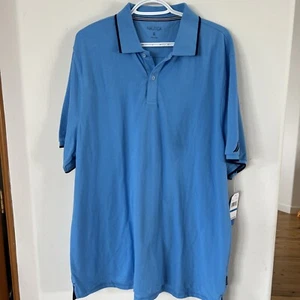 Nautica Classic Fit Performance Deck Shirt Azure Blue XL Breathable Cotton Blend - Picture 1 of 5