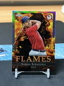 2024 Topps Chrome Olympics Xander Schauffele Flames Refractor  - Picture 1 of 2