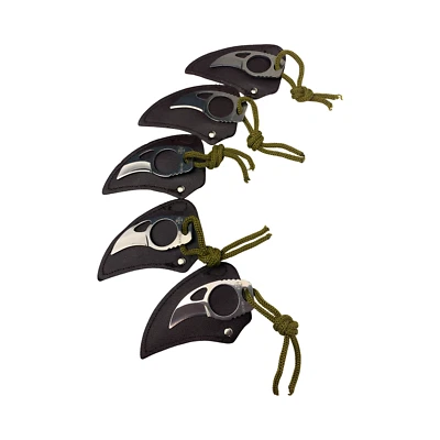 5 Pack Mini pocket Survival, Camping , EDC Stainless Knife w/lanyard & sheath - Image 1 of 4