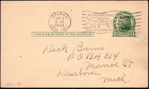 Canal Zone - 1935 Issue - #UX10 - 1 Cent Green Postal Card with Stamp Dealer Ad - Picture 1 of 2