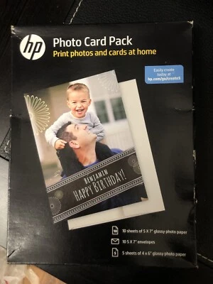 HP Photo Card Pack, Glossy Photo Paper & Envelopes. New Old Stock 5 Sheets - Image 1 of 2