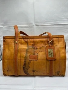 Alviero Martini 1a Classe Brown Leather PVC Shoulder Bag - Picture 1 of 8