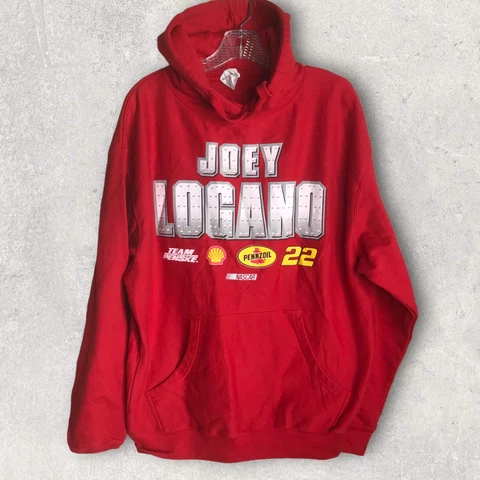 JOEY LOGANO Team Penske Nascar Hoodie Sz L Racing Sweatshirt Y2K Mill-tex Red Cover