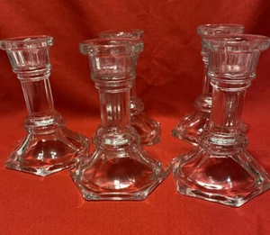 Glass Candle - Holder Set of 5 - Decorative Clear Glass - Picture 1 of 4