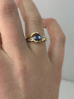 Vintage 14k yellow & white gold 7.5x5mm Lab Created Alexandrite and diamond ring