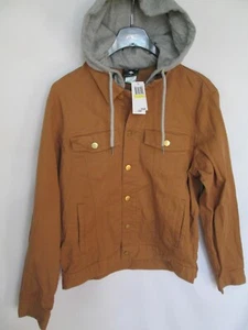 NWT Men's LRG Hooded Cotton Canvas Button Up Trucker Jacket Beige Medium - Picture 1 of 5