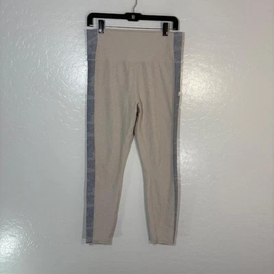 Vuori Pants Womens Large Beige Gray High Rise Leggings Colorblock Side VW462 - Image 1 of 4