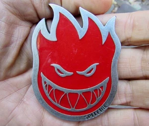 Vtg SPITFIRE WHEELS Belt Buckle 3D Bighead Skateboard RIDE FIRE Boarding RARE VG - Picture 1 of 4