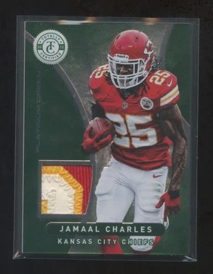 2012 TOTALLY CERTIFIED JAMAAL CHARLES GAME WORN 3 COLOR PATCH #ED 5/5 GREEN EMER - Image 1 of 2
