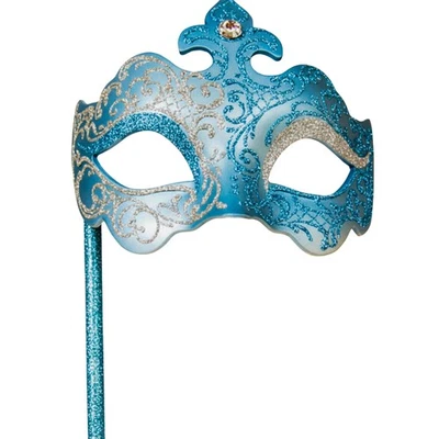 Maschera Farfallina Blu/Argento Costume Accessorio - Immagine 1 di 4