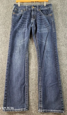 Pantalones de mezclilla rectos ajustados Wrangler Rock 47 para hombre talla ACT 31x32 lavado oscuro bigotes Foto 1 de 4