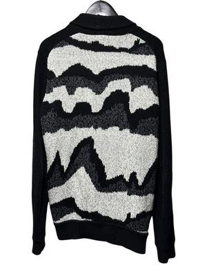 Cárdigan suéter tejido Armani Exchange AX negro blanco patrón trasero para hombre talla mediana Foto 1 de 4