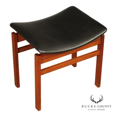 Taburete de asiento flotante danés Mid Century de teca  Foto 1 de 4