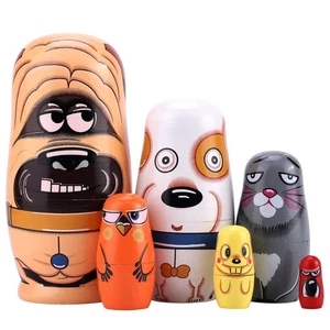 6 Stck. Russische Nestpuppen, Handgefertigte Holz Niedliche Hund Matroschka Puppen Set für Ki - Bild 1 von 7
