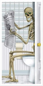 Beistle Skeleton Restroom Door Cover Party Accessory 5’ x 30”, White - Picture 1 of 7