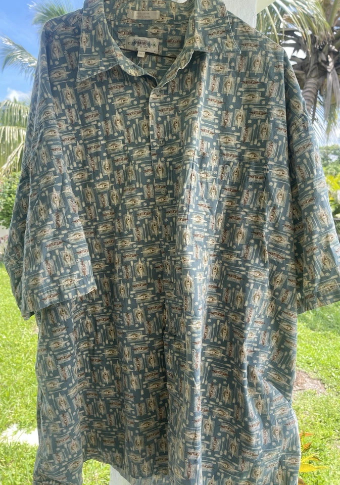 Campia Shirt Men's 3XLTL  Button Up 100%COTT COLLARED XXL GREEN/BROWN SHORTSLEEV - Image 1 of 4