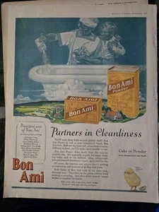 Limpiador de pasteles o polvo Bon Ami 1926 limpieza bañera anuncio vintage - Imagen 1 de 1