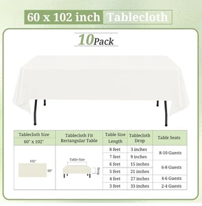 Paquete de 10 manteles rectangulares 60 X 102 pulgadas marfil, poliéster - Imagen 1 de 3