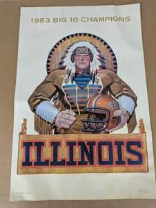 Póster de fútbol americano de colección Fighting Illini 1983 Big 10 Champs Chief Illiniwek Illinois - Imagen 1 de 14