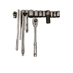 Vintage Britool Made in England 1/2" Drive Ratchet e74/40T & Sockets/Extensions - Picture 1 of 9