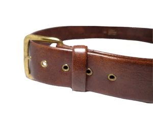 Cinturón con hebilla de latón de cuero marrón suave hecho por el hombre talla 34 - Imagen 1 de 11