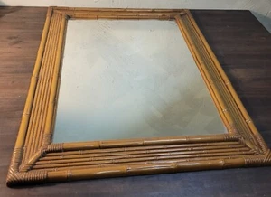 Vintage Faux Bamboo Homco Mirror Wall Hanging Decor MCMLXXVIII 2378 30"x 24" - Picture 1 of 10