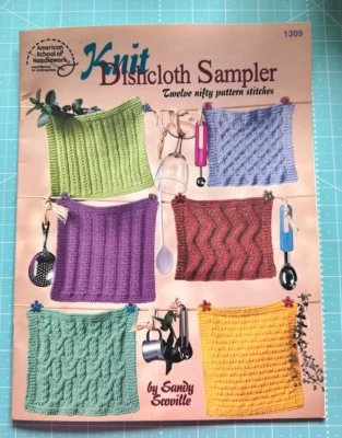 Knit Dishcloth Sampler 12 Nifty Pattern Stitches Sandy Scoville Vintage YR 2000 - Image 1 of 3
