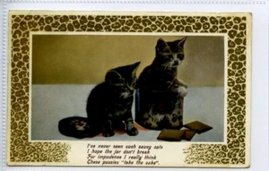 (Gc9480) RPPC, Cute Cat, Kitten Postcard, in a Biscuit Tin c1910 - Picture 1 of 4