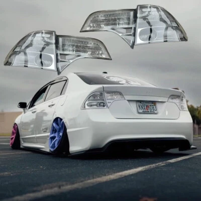 Cubierta de luces traseras de luces de freno cristalinas para Honda Civic 2006-2011 sedán de 4 puertas Foto 1 de 4