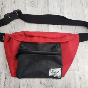 Herschel Adult Fanny Pack Red Gray Cross Body Waist Pack Bag College Travel Gym - Picture 1 of 11