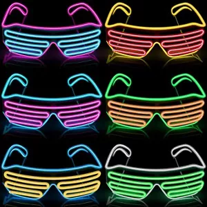 LED Light Glasses EL Wire Glasses Neon Shutter Light up Glasses Party Flashing - Picture 1 of 27
