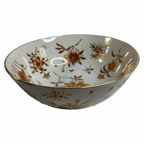 ACF Porcelain Bowl Cricket Fall Floral Gold Decorated in Hong Kong  8 in - Picture 1 of 8