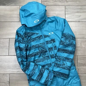Oakley Ski Jacket Adult Small Teal Blue Regular Fit Gorpcore Zip Up Hooded Mens - Picture 1 of 10