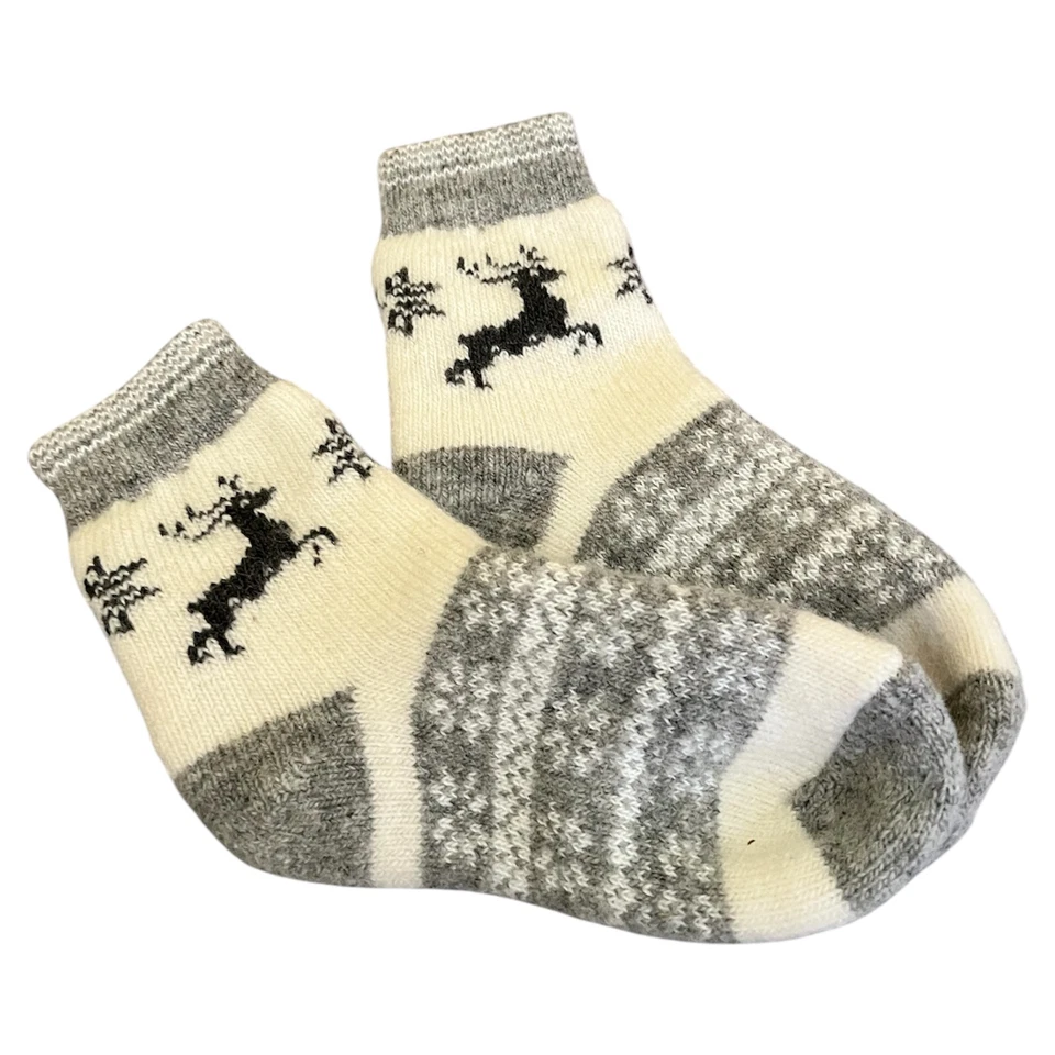 Calcetines Lana Hechos a Mano Invierno 7Y Tejido Suave Cálido Natural Niño Pequeño Niños Navidad Foto 1 de 1