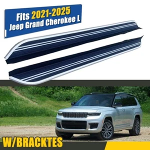 Fixed Running Boards Fit for 2021-2025 Jeep Grand Cherokee L Side Steps Nerf Bar - Picture 1 of 13