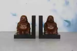 Wooden Book Ends for Budha Bookends for Heavy Books Shelf for Home Book Stand - Picture 1 of 7