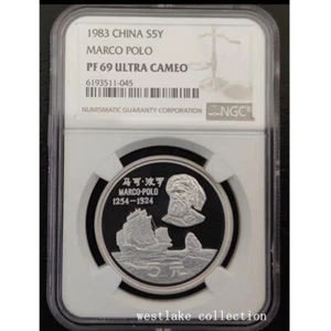 NGC PF69 1983 China 5YUAN Marco Polo Silver Coin 22g - Picture 1 of 2