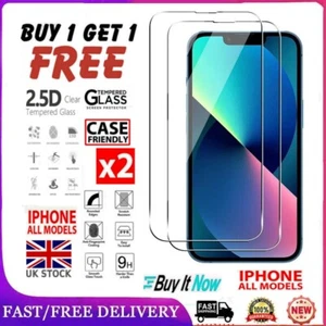 Screen Protector for iPhone 16 15 13 12 11 XR XS Mini Pro Max 8 Tempered Glass - Picture 1 of 7