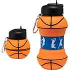 Clipon Collapsible Bpafree Silicone Basketball Water Bottle For Kids 18 Oz. Size
