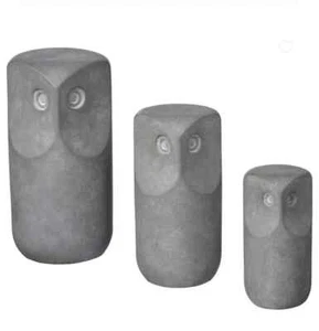 SET of 3 - Ikea TONAD Modern Decoration Heavy Weight Concrete Owl Grey - NEW - Picture 1 of 6