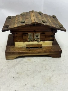 Vintage Wooden Swiss Musical House Lift Up Lid - Picture 1 of 7