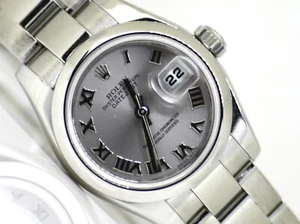 Pristine ROLEX Ladies 26mm Stainless Steel DateJust Rhodium Roman Dial 179160  - Picture 1 of 8